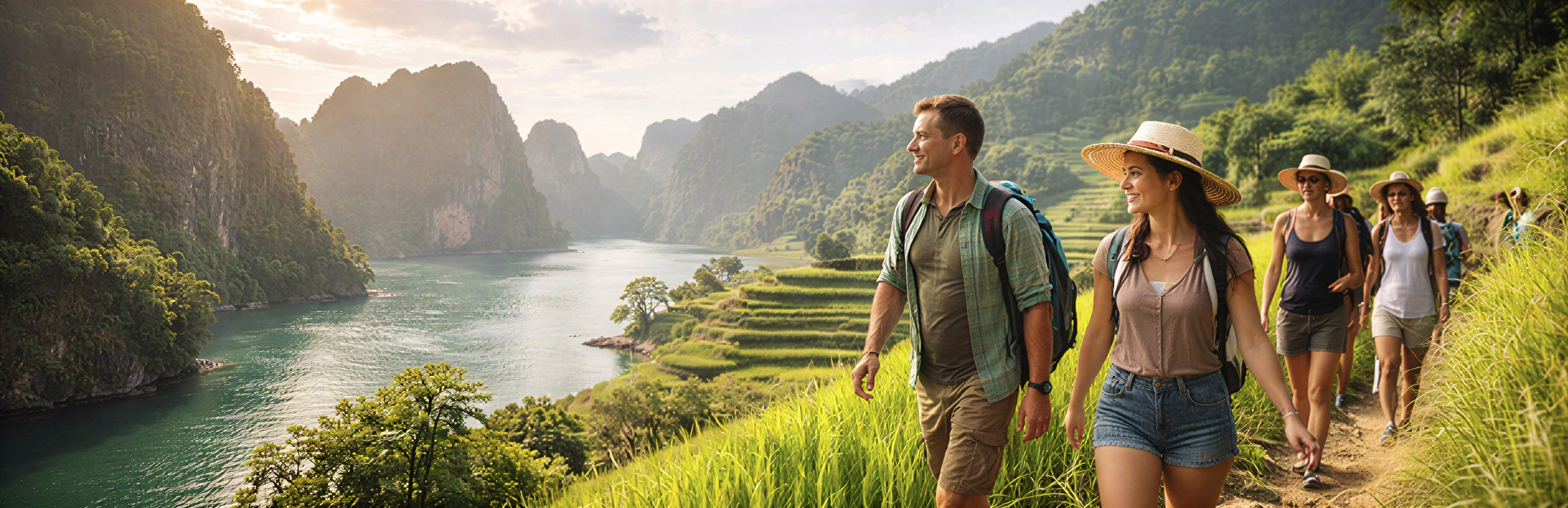 Travelers exploring Vietnam